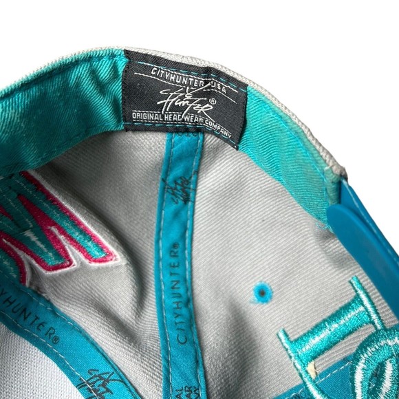 City Hunter Washington DC Turquoise Pink Gray Embroidered Snap Back Hat Cap - Picture 9 of 10